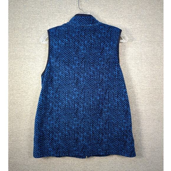 Fleece Vest Women's Basic Edition Full Zip Soft Blue Chevron Pattern Size Medium - Picture 4 of 8